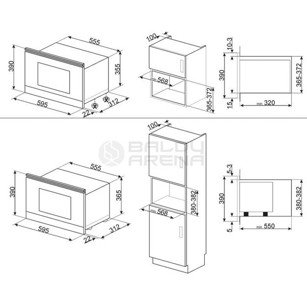 SMEG įmontuojama mikrobangų krosnelė MP822NPO