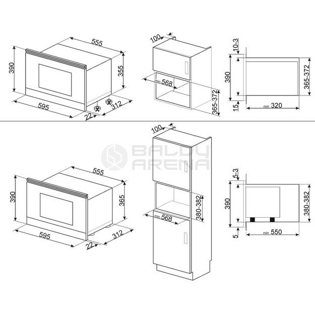 SMEG įmontuojama mikrobangų krosnelė MP822NAO