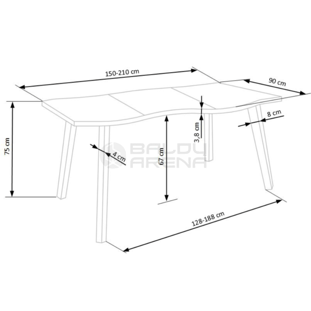 Stalas DICKSON 2 150-210/90 cm