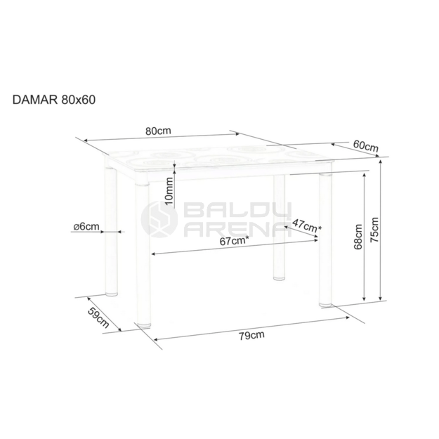 Stalas DAMAR 80x60