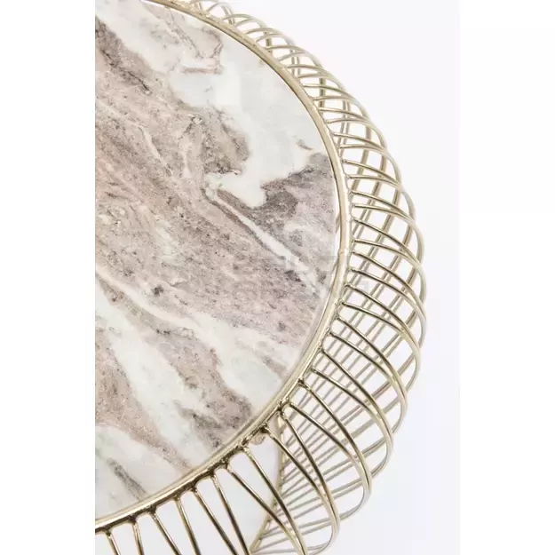 Kavos staliukas Beam Grey Marble Brass Ø43cm