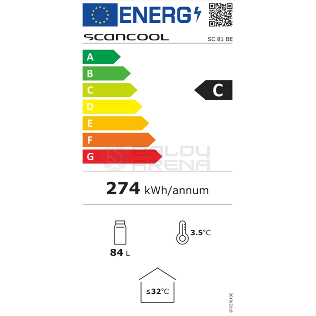 Šaldytuvas vertikali vitrina Scandomestic SC 81 BE (LED apšvietimas) 