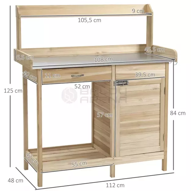 Sodo stalas su cinkuotu stalviršiu 112x45x125 cm