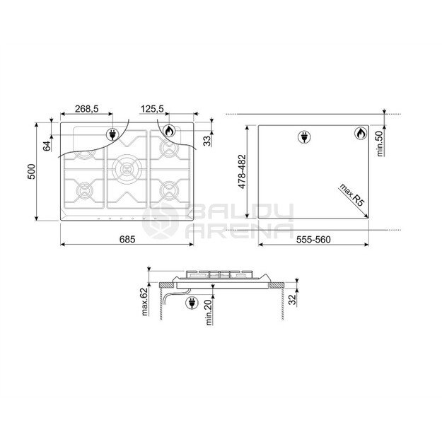 SMEG dujinė kaitlentė SR775AO