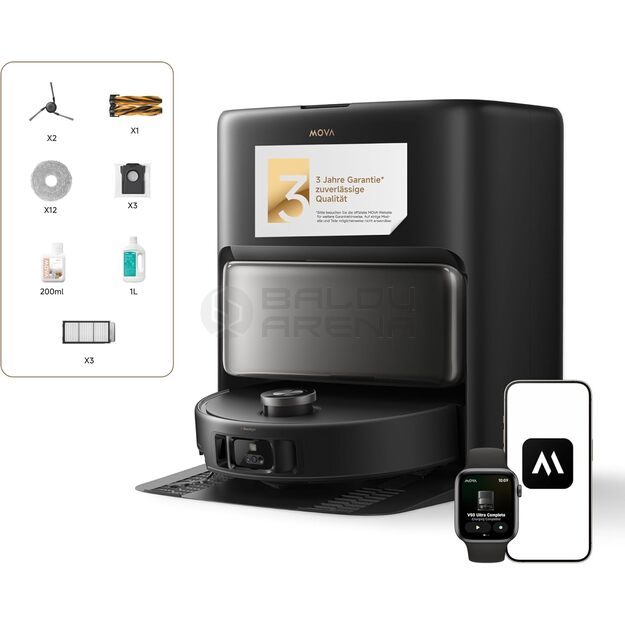 Dulkių siurblys - robotas MOVA V50 Ultra Complete, juodos spalvos