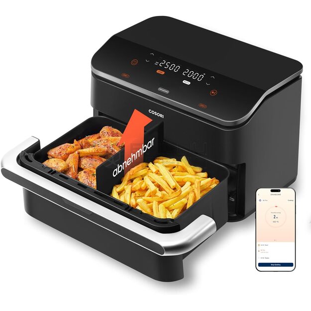 Oro gruzdintuvė cosori twinfry 10l 2800w dual blaze blacksilver