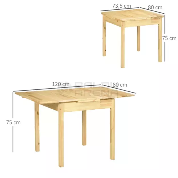 Išskleidžiamas sulankstomas 2-4 asmenų medinis stalas 120x80x75cm