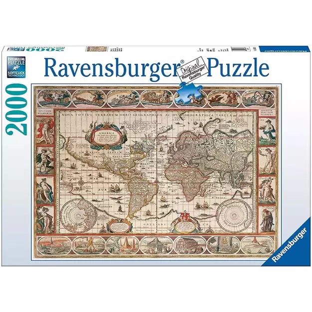 Puzzle 2000 World Map Year 1650 - RAVENSBURGER dėlionė