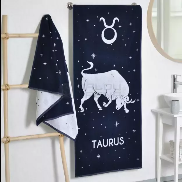 Medvilninis vonios rankšluostis Zodiakas Jautis 67x150