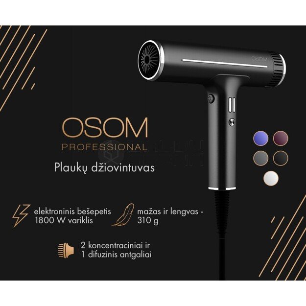 *Plaukų džiovintuvas 1800W, raudonas OSOMDF06HDRED 6