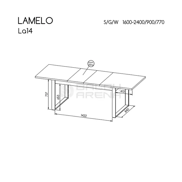 Iškleidžiamas stalas Lamelo LA14