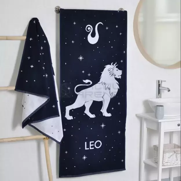 Medvilninis vonios rankšluostis Zodiakas Liūtas 67x150