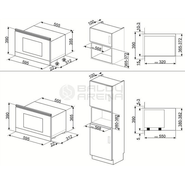 SMEG įmontuojama mikrobangų krosnelė MP722AO