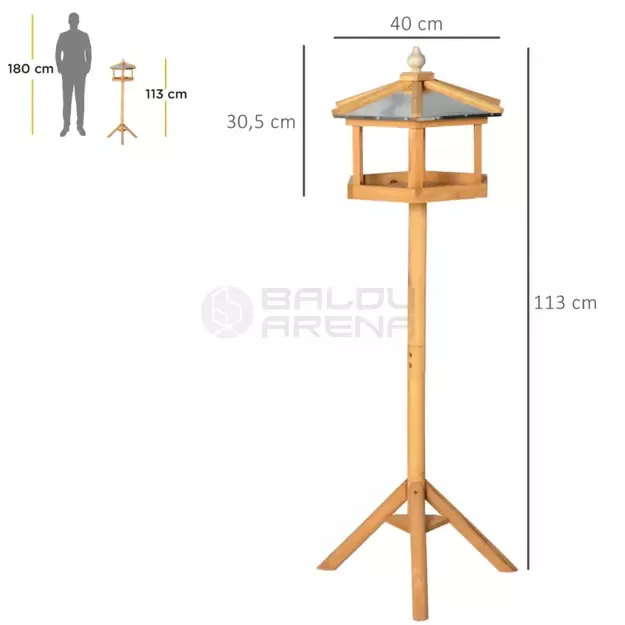 Paukščių lesyklėlė su stovu ir cinko stogu 113x40x40 cm