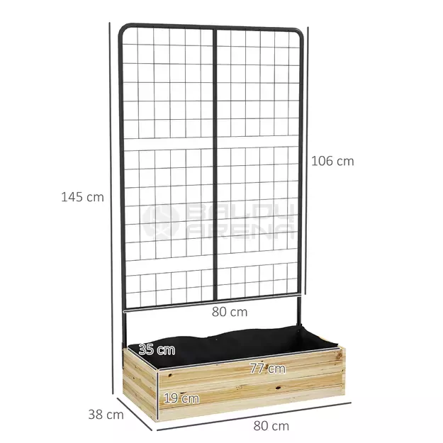 Pakeliama lysvė su atrama vijokliniams augalams 80 x 38 x 145 cm