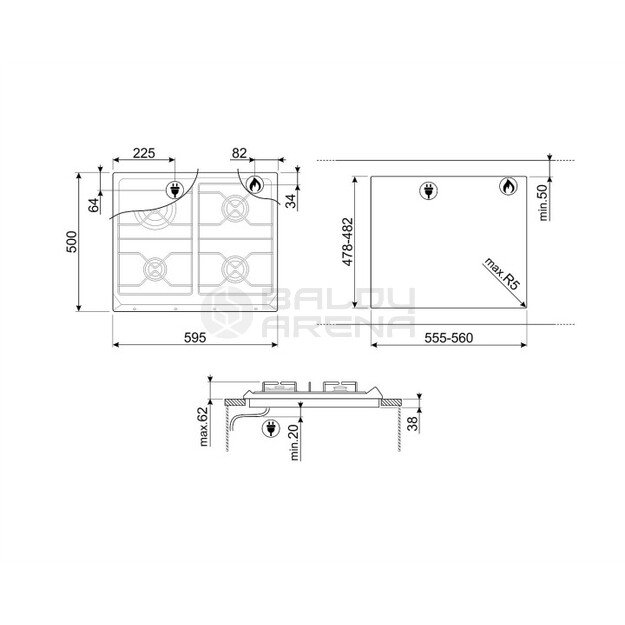 SMEG dujinė kaitlentė SR964XGH