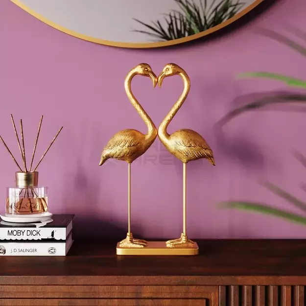 Dekoratyvinė skulptūrėlė Flamingo Love Gold 39cm