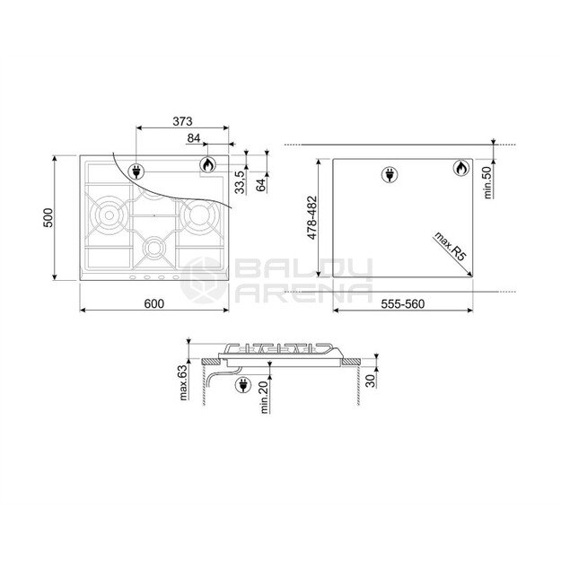 SMEG dujinė kaitlentė SR764AO