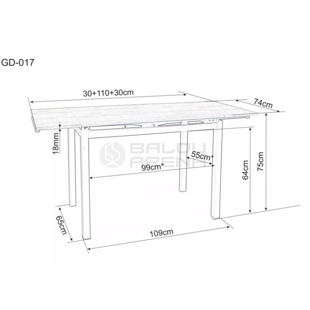 Stiklinis stalas GD-017