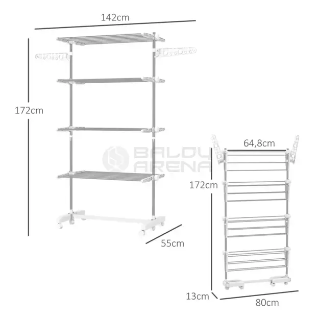 Mobili drabužių džiovyklė (4 lygiai)