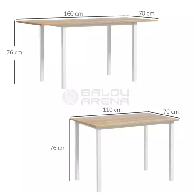 Valgomojo stalas 6 asmenims 110-160 x 70 x 76 cm