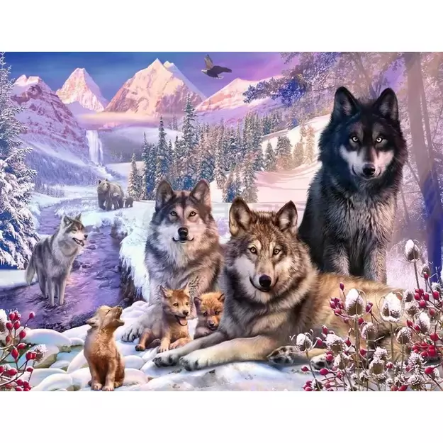 Puzzle 2000 Wolves in the Snow - RAVENSBURGER dėlionė