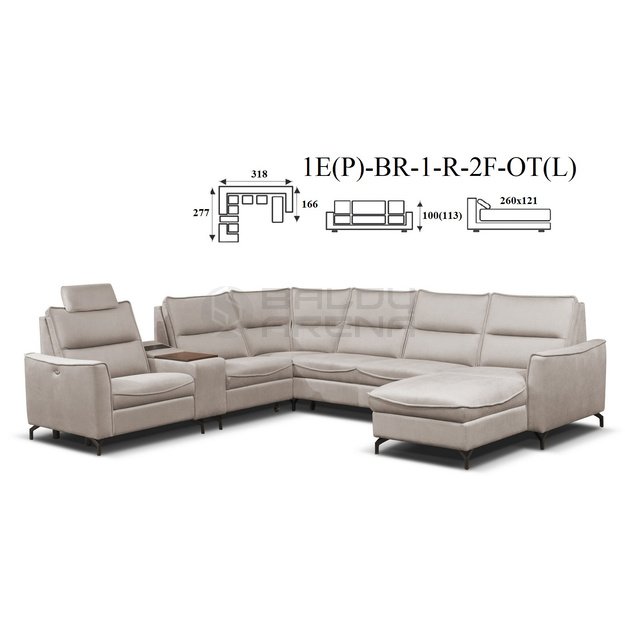  Kampas su reglainerio mechanizmu Cristal 1E(P)-BRLUX-1-R-2F-OT(L) 