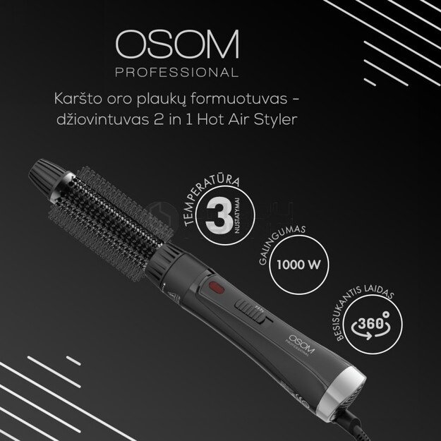 Karšto oro plaukų formuotuvas-džiovintuvas, 1000W OSOM6615 2