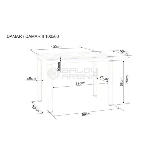 Stalas DAMAR 100x60