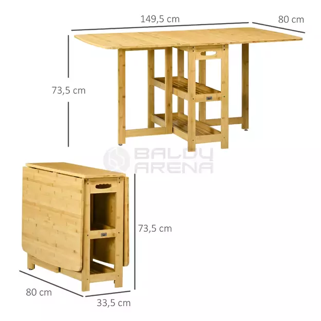 Sulankstomas valgomojo stalas knyga 49,5 x 80 x 73,5 cm