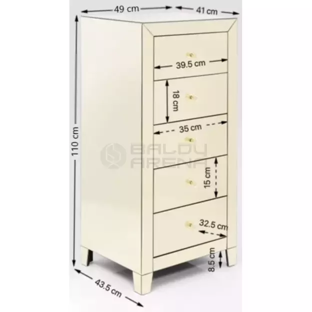 Komoda Luxury Champagne 5 Drawers