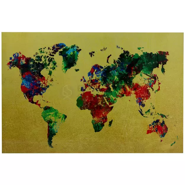 Stiklinis paveikslas Metallic Colourful Map 150x100cm